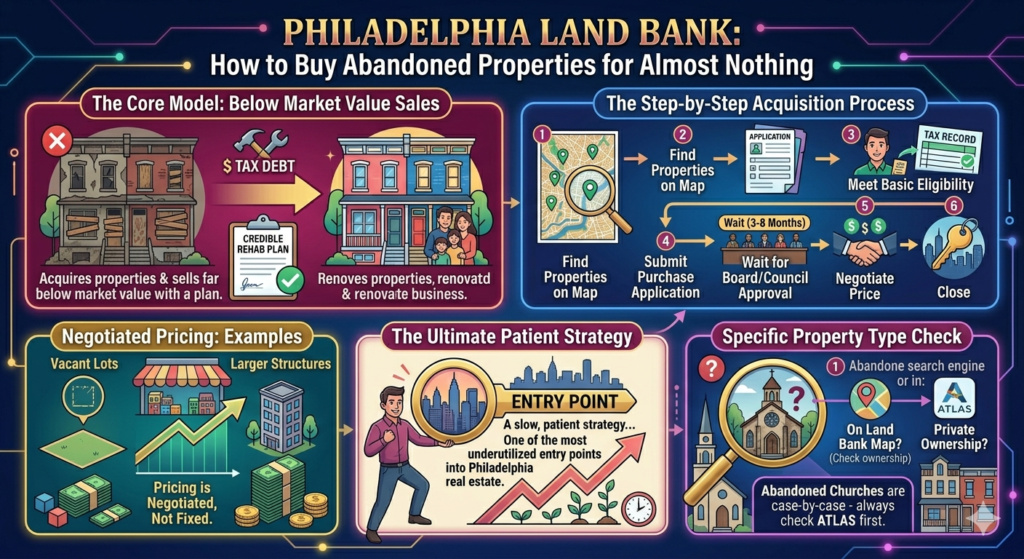 Philadelphia Land Bank abandoned rowhouse Germantown how to buy