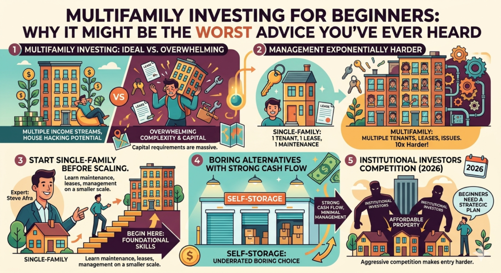 multifamily investing beginners risk chart comparing single family vs multifamily complexity