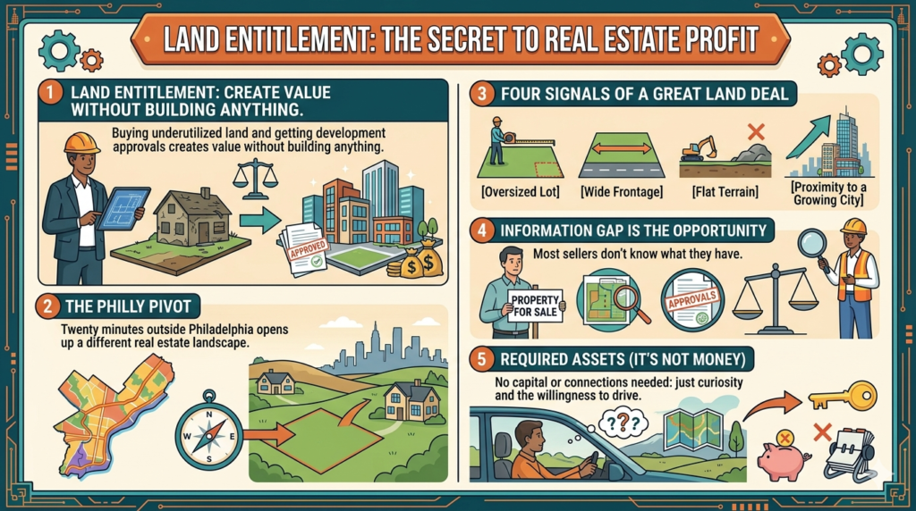 how to flip land for profit entitlement strategy Philadelphia suburban parcel