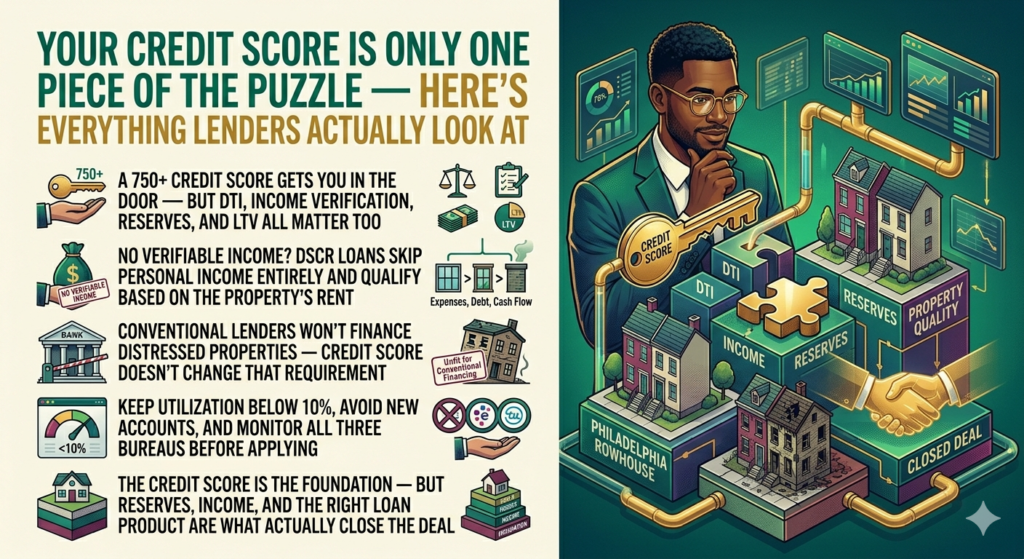 real estate loan credit score lender requirements DTI reserves LTV investment property