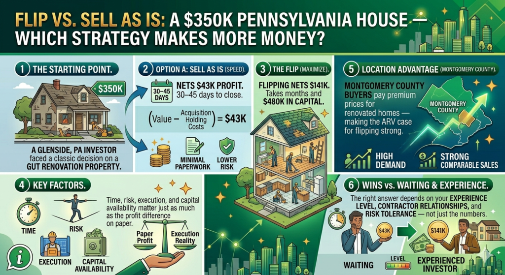 flip vs sell as is Pennsylvania house renovation before after profit comparison
