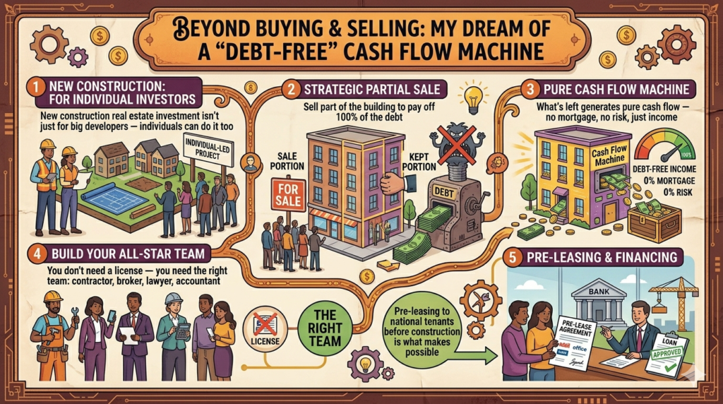 new construction real estate investment commercial building partial sale strategy debt free