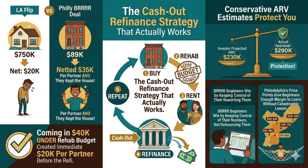 BRRRR strategy beginners cash out refinance Philadelphia deal ARV equity