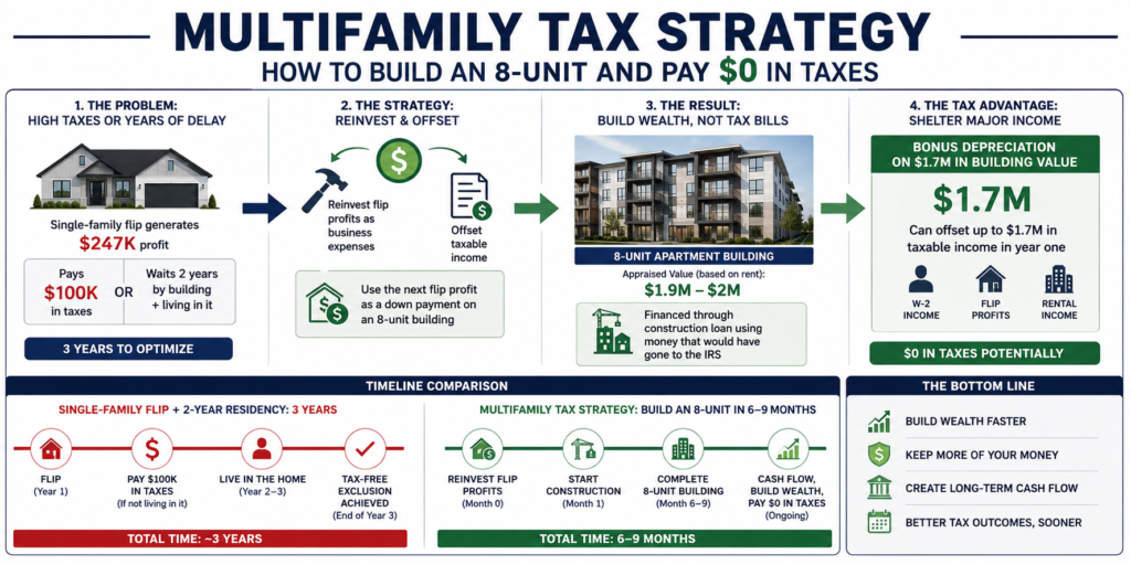 multifamily tax strategy bonus depreciation 8 unit apartment building single family comparison