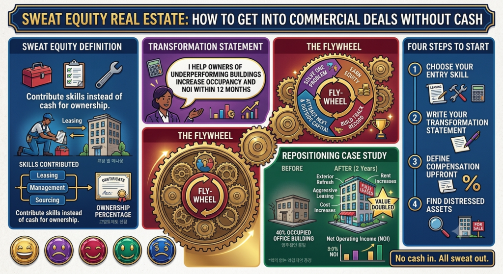 sweat equity real estate commercial property value add no cash strategy
