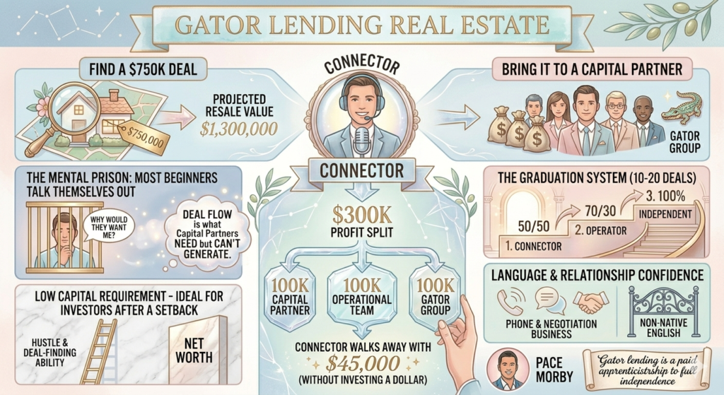 gator lending real estate connector capital partner profit split Pace Morby no money